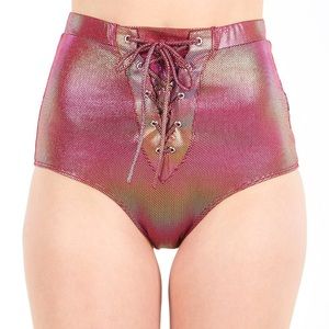 Lace Up Shimmer Rave Shorts